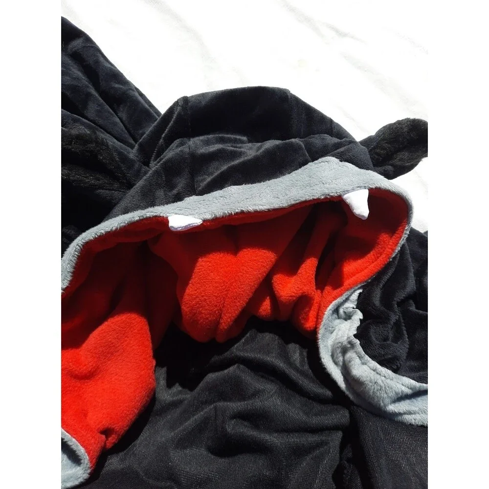 Tipsy Elves Bat Costume One Piece Full Zip XL Red Black Gray Hooded Batwings